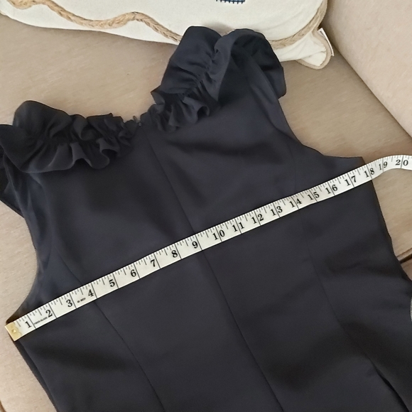 Eliza J ruffled V neck fit and flare midi dress sleeveless blue black - Picture 11 of 14